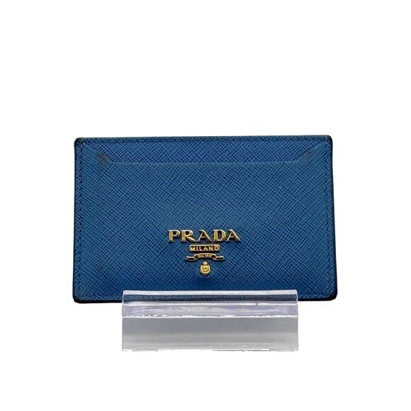 Prada Blue Saffiano Leather Card Holder w/ COA - Picture 1 of 8